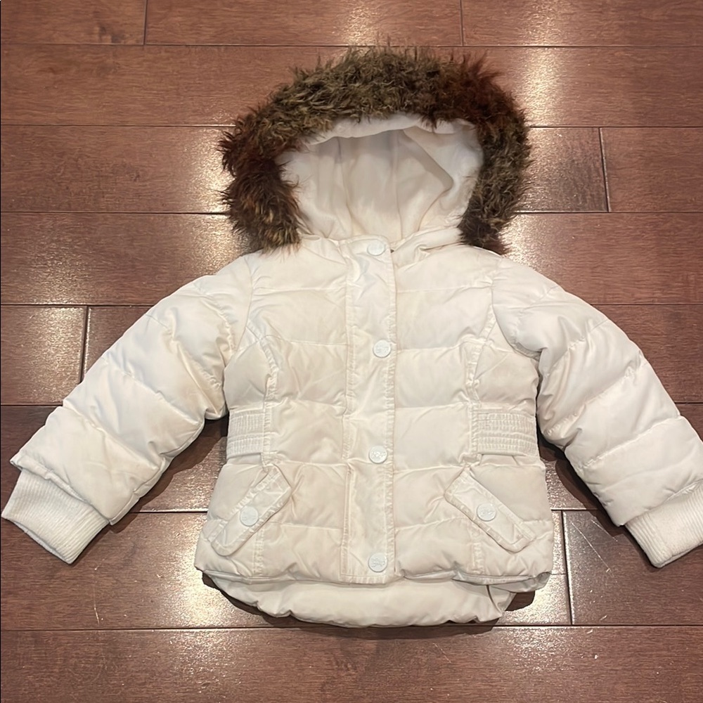 Baby Gap Cozy Cream Hooded Puffer Jacket